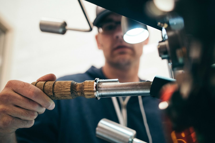 Technician working on plumbing fittings